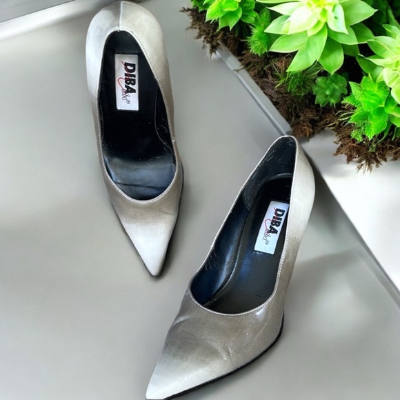 Diba Gray Ombré Gradient Patent Leather Slip On Pointed Toe Pumps Heels - Picture 4 of 16